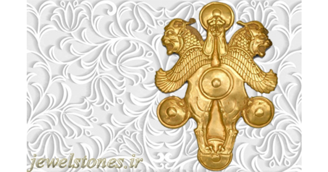 پلاک طلایی دو شیر شاخ دار