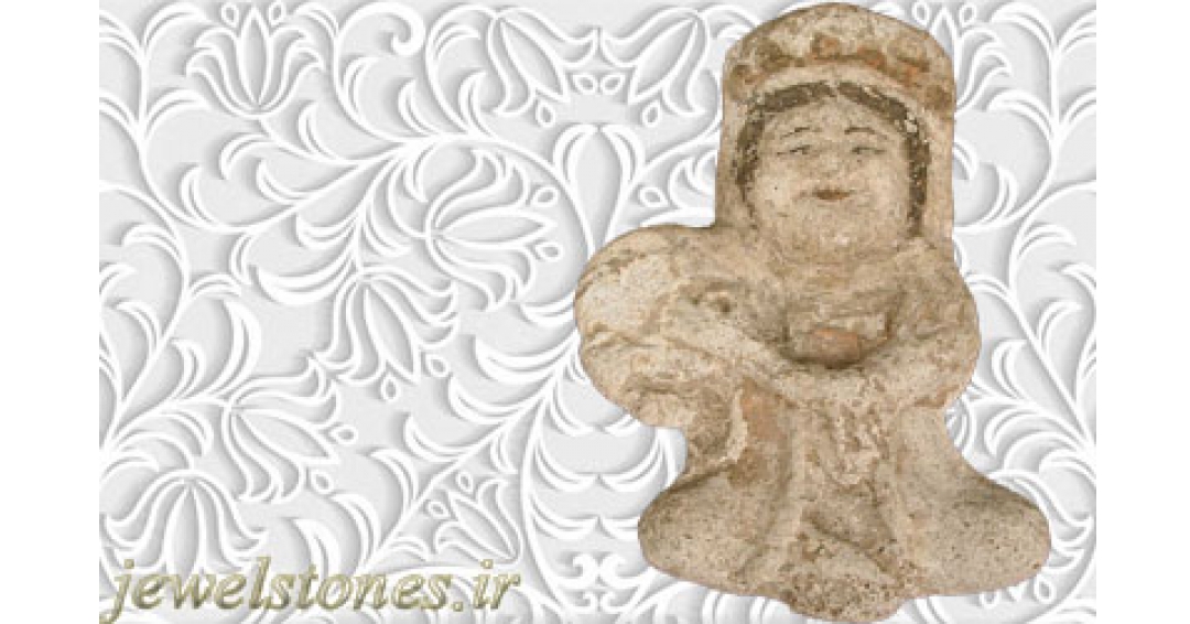 مجسمه گچی دف زن نشسته